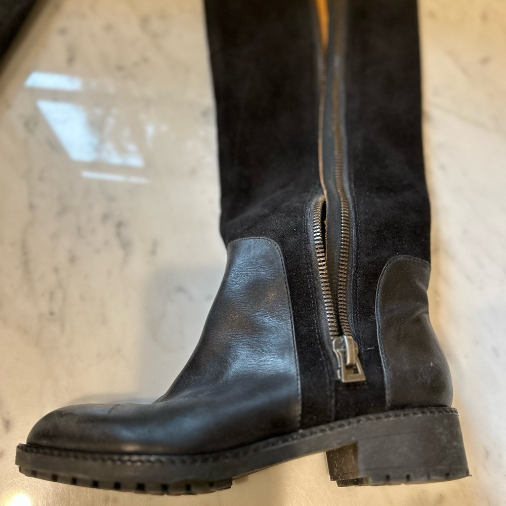 Via Spiga Black Leather/Suede Boots - Picture 4 of 7